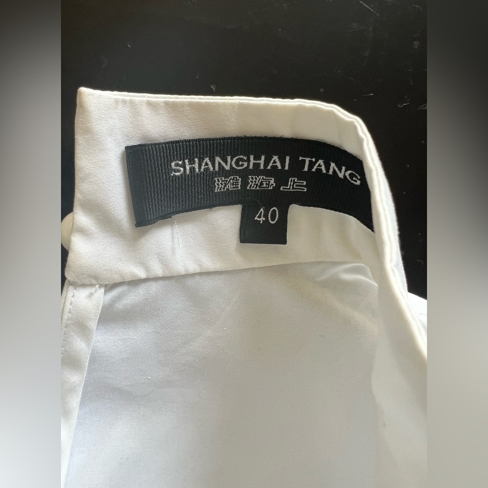Shanghai Tang Elegant White Ruffle Blouse Size 40 (4) - Picture 6 of 7
